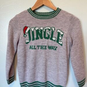 Jingle All The Way Youth Christmas Sweater - Gray & Green